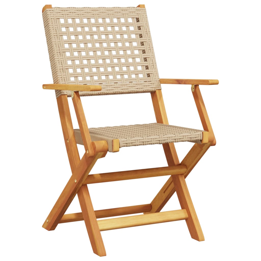 Tuinstoelen 2 st massief acaciahout en poly rattan