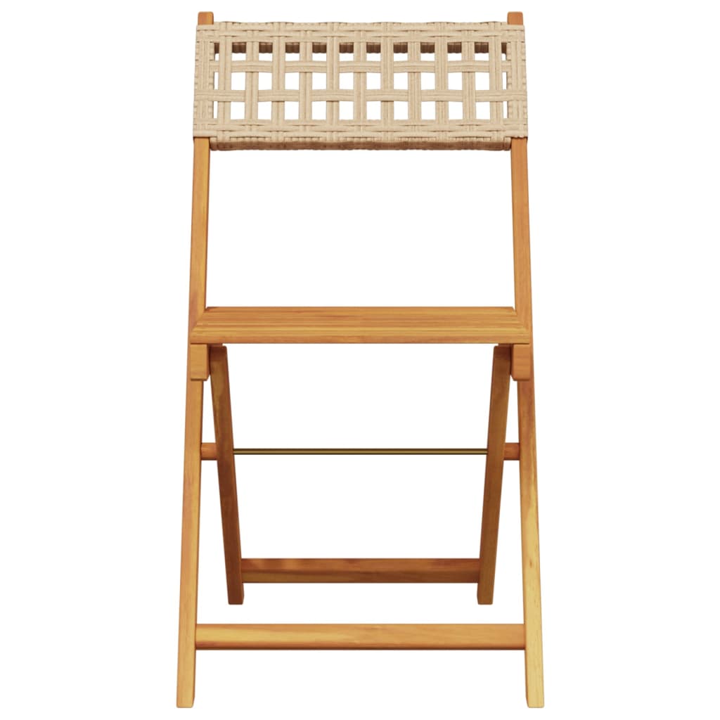 Tuinstoelen 4 st inklapbaar poly rattan en massief hout