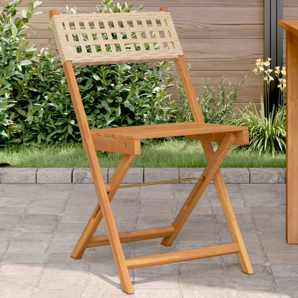 Tuinstoelen 4 st inklapbaar poly rattan en massief hout