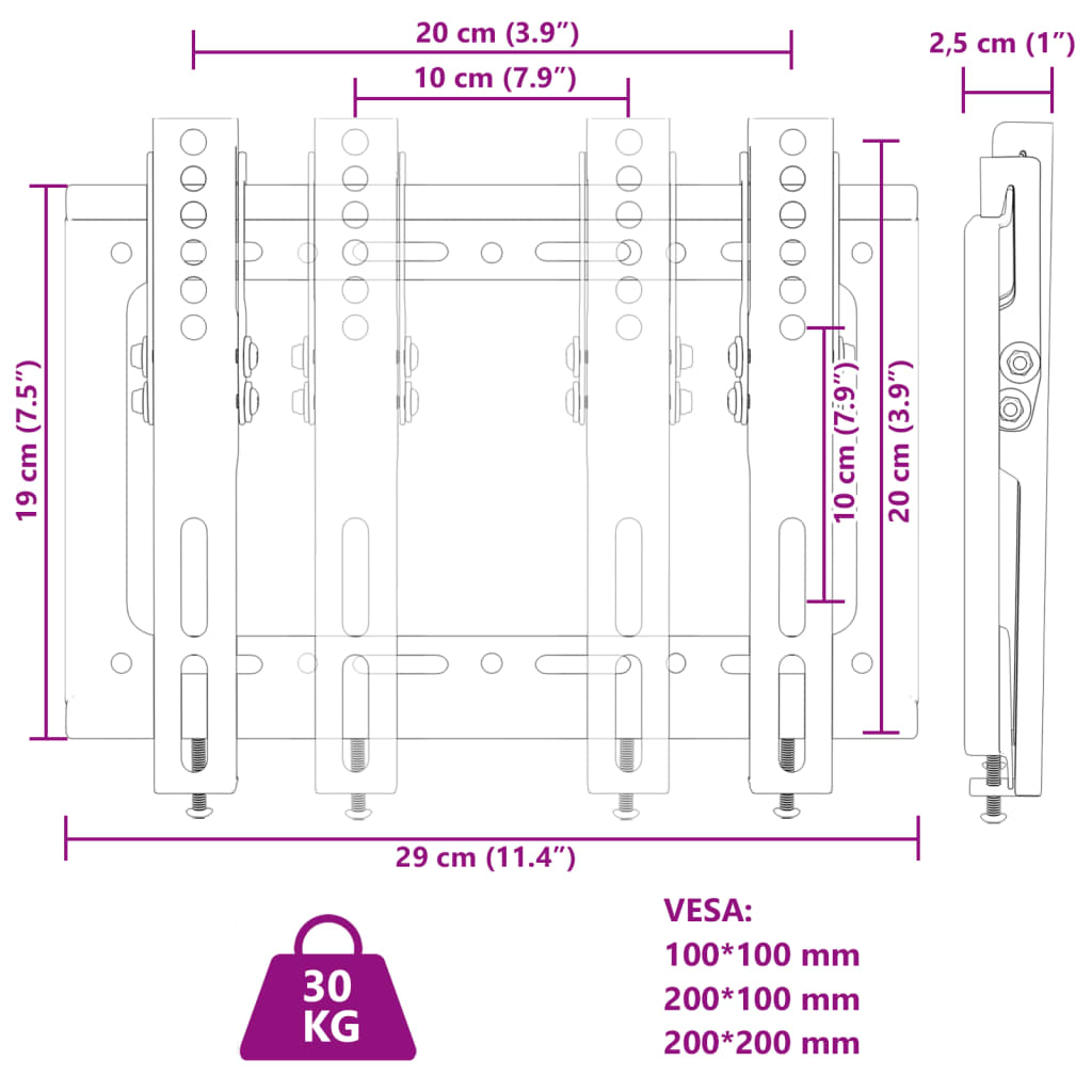 Tv-muurbeugel 26-63 inch scherm 40 kg Max VESA 400x400 cm