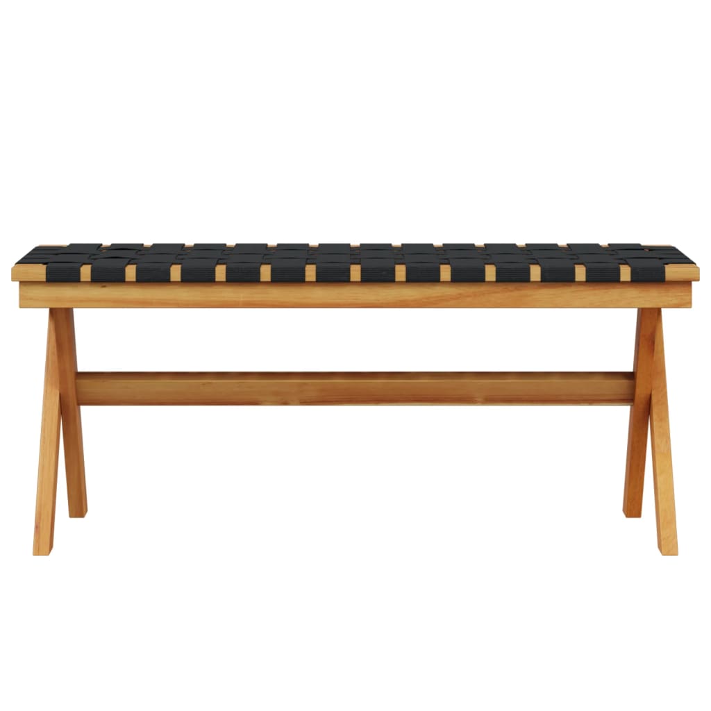 Banc de jardin en bois d'acacia massif et tissu noir