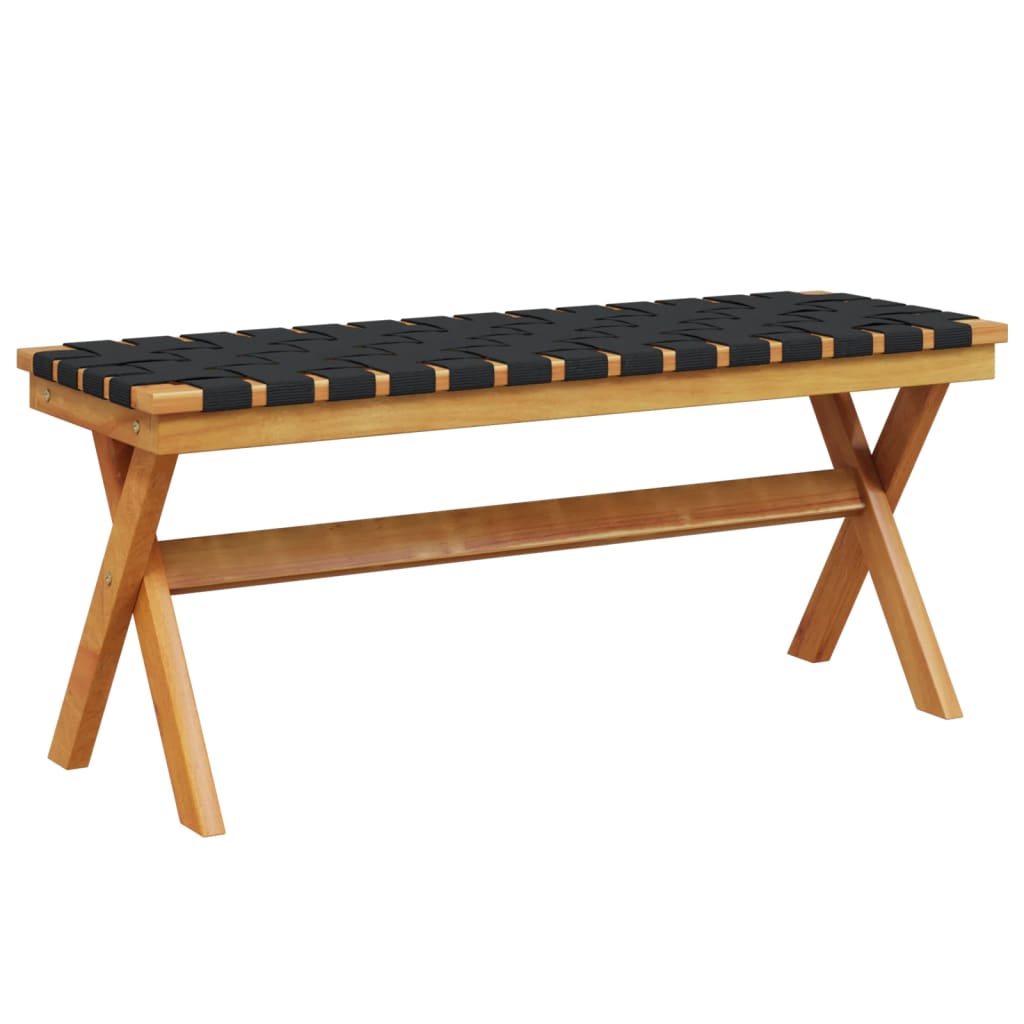 Banc de jardin en bois d'acacia massif et tissu noir