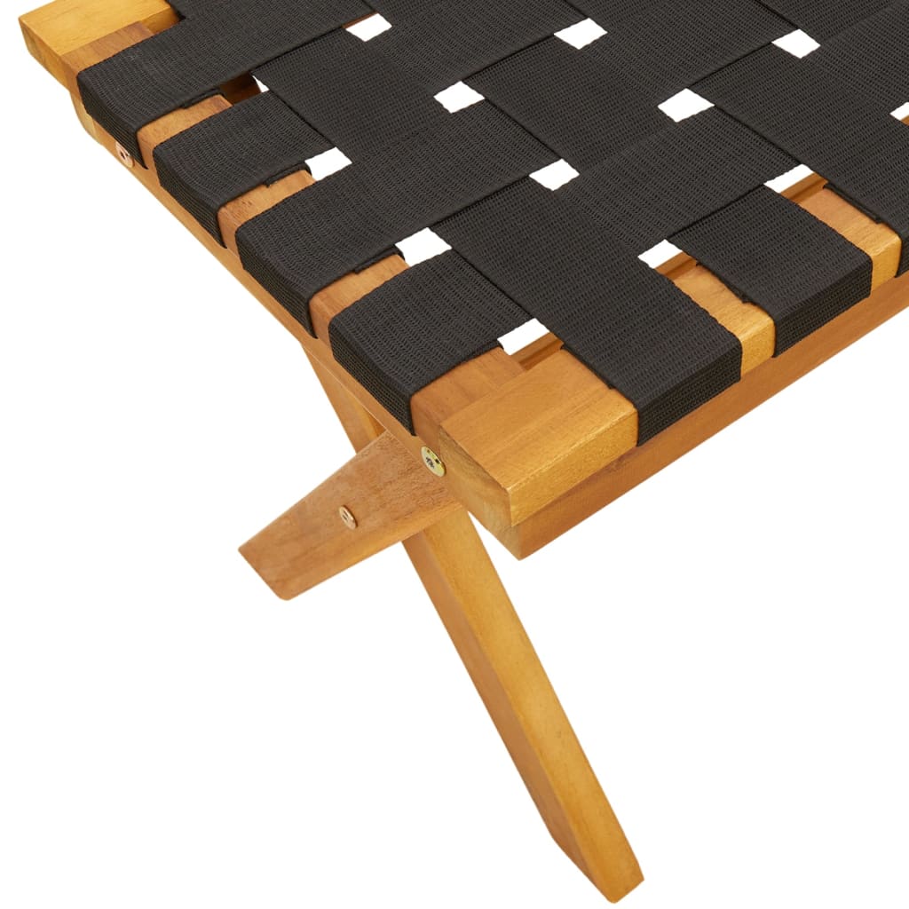 Banc de jardin en bois d'acacia massif et tissu noir