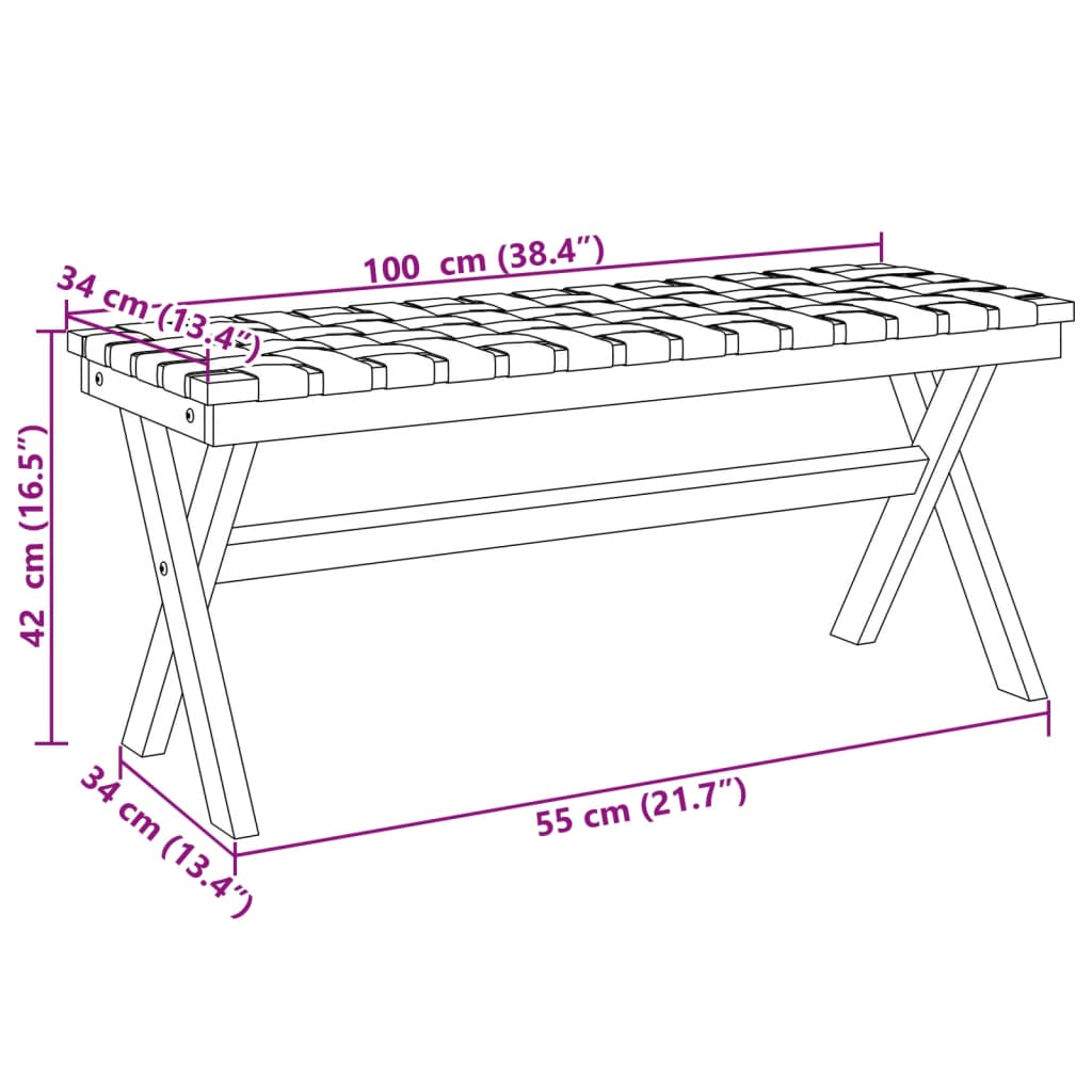 Banc de jardin en bois d'acacia massif et tissu noir