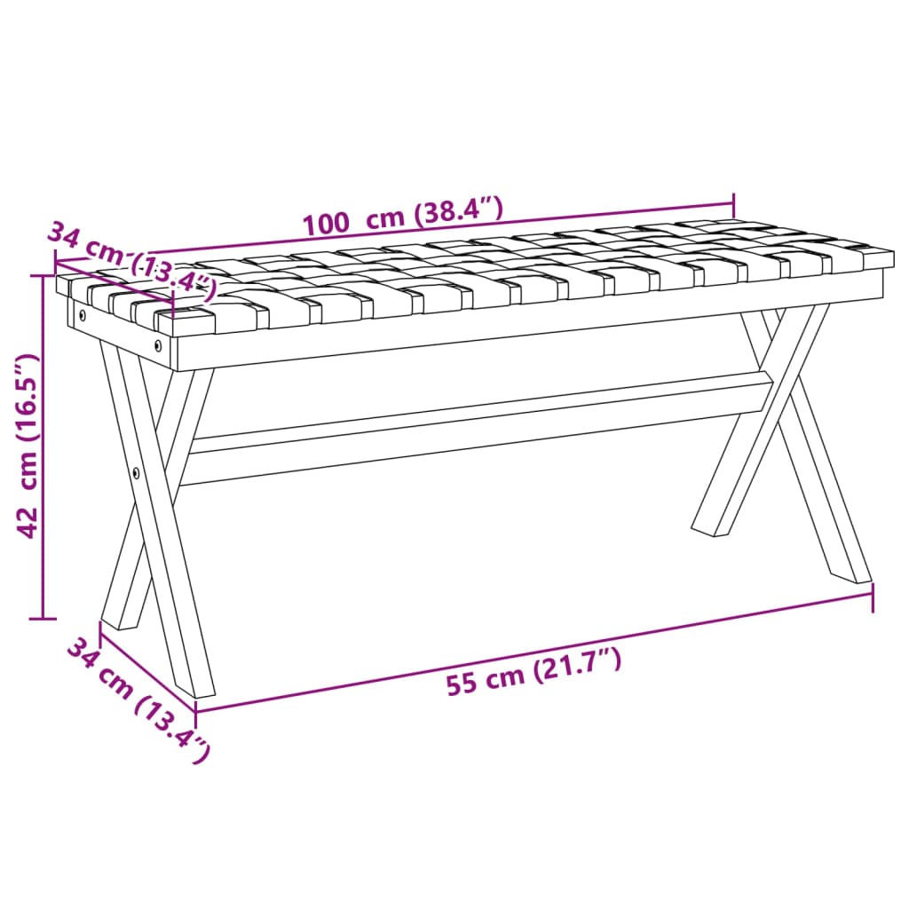 Banc de jardin en bois d'acacia massif et tissu noir