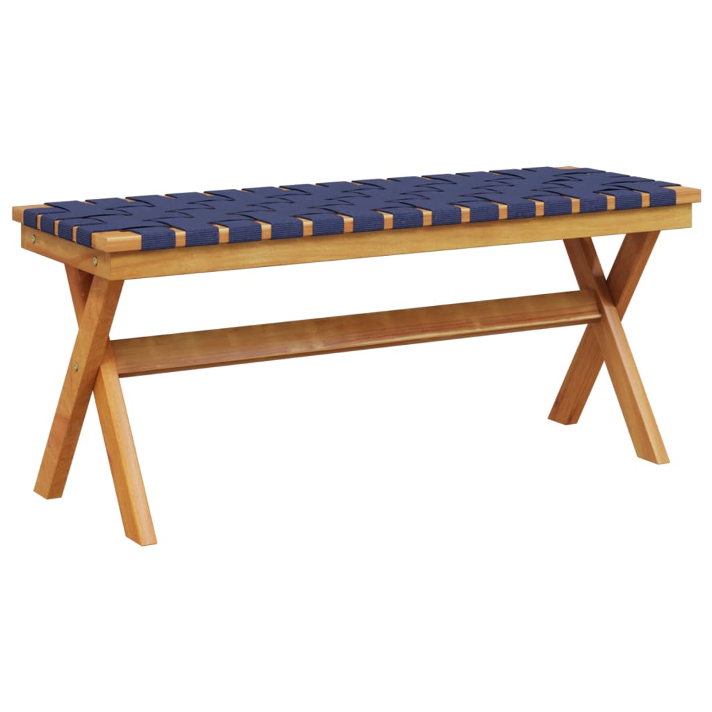 Banc de jardin en bois d'acacia massif et tissu noir