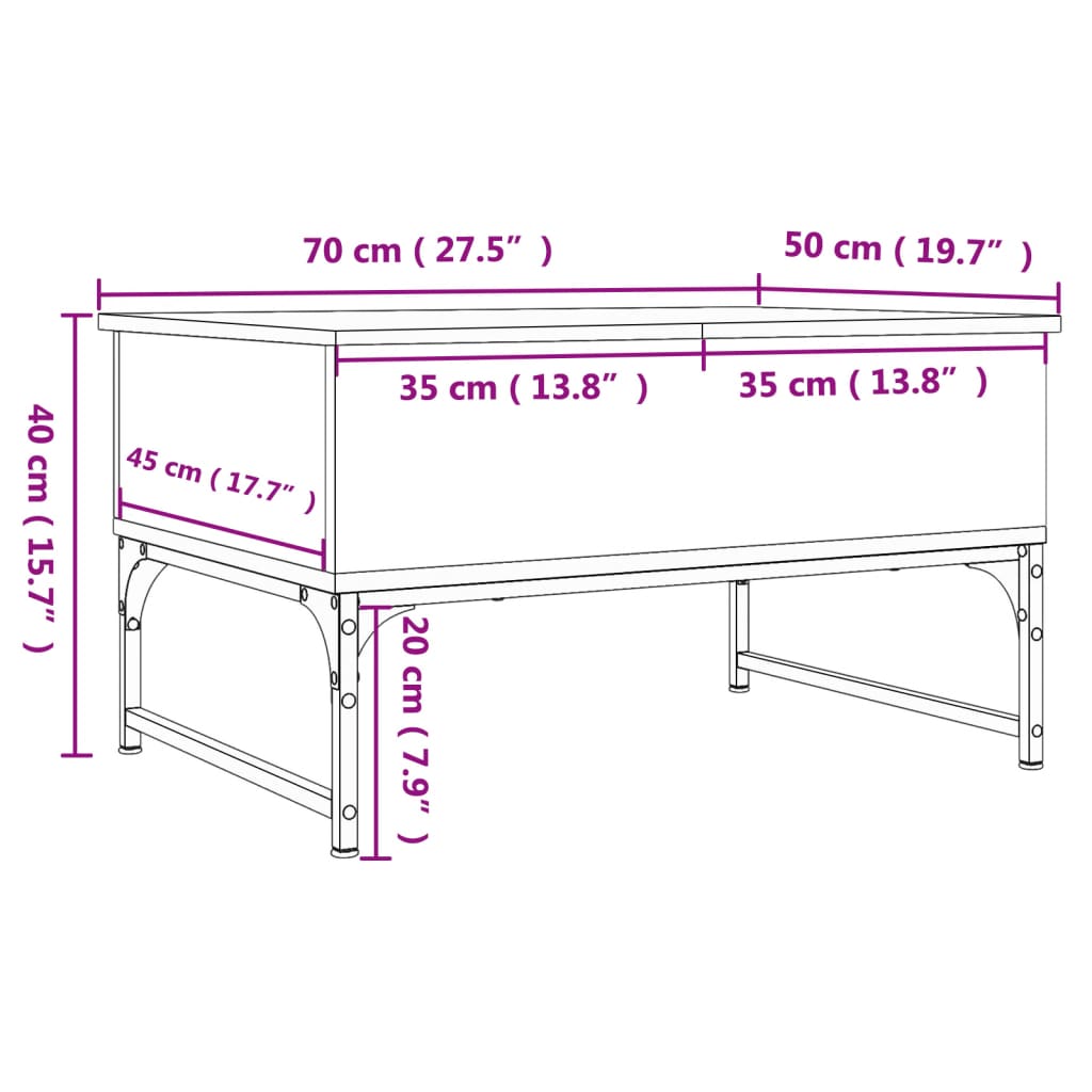 Salontafel 100x50x40 cm bewerkt hout en metaal bruin eikenkleur