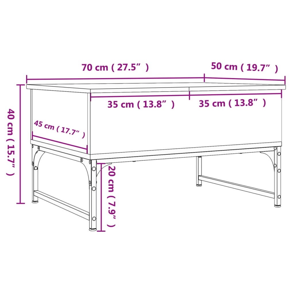 Salontafel 100x50x40 cm bewerkt hout en metaal bruin eikenkleur