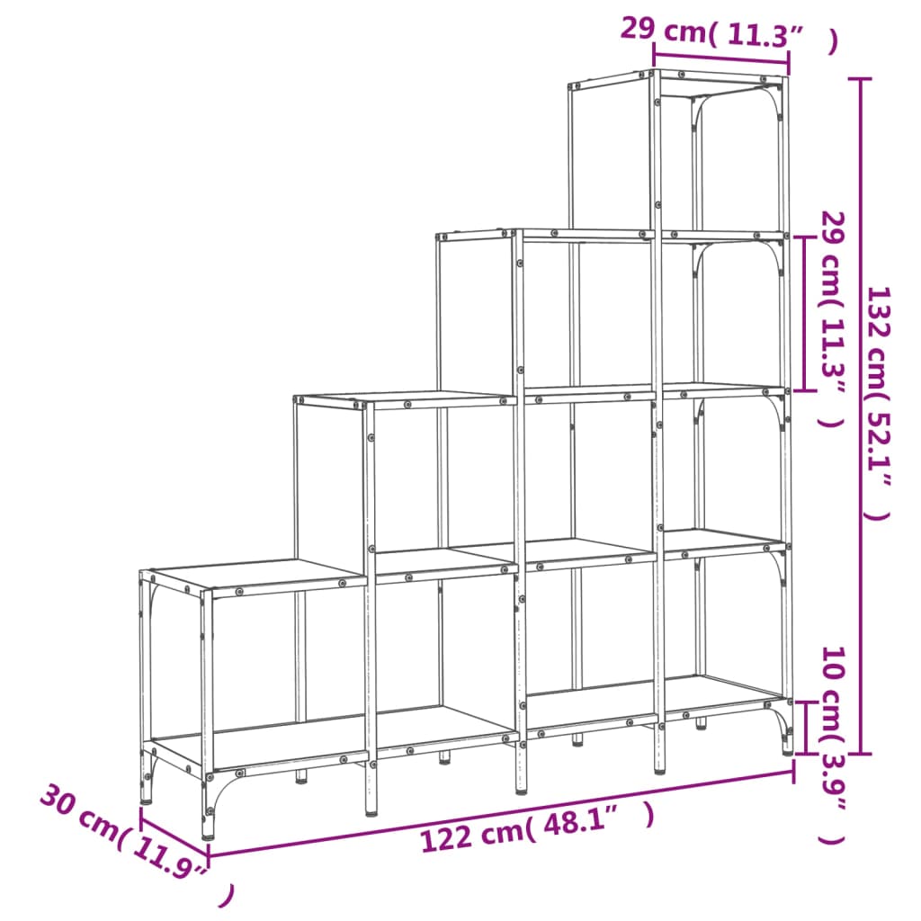 Boekenkast 92x30x102 cm bewerkt hout en metaal sonoma eiken