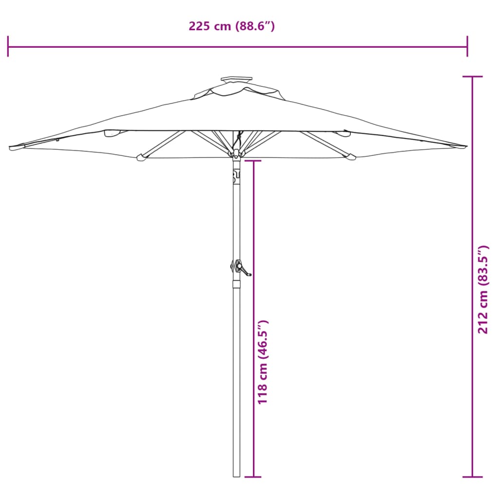 Parasol met stalen paal 225x225x212 cm terracottakleurig