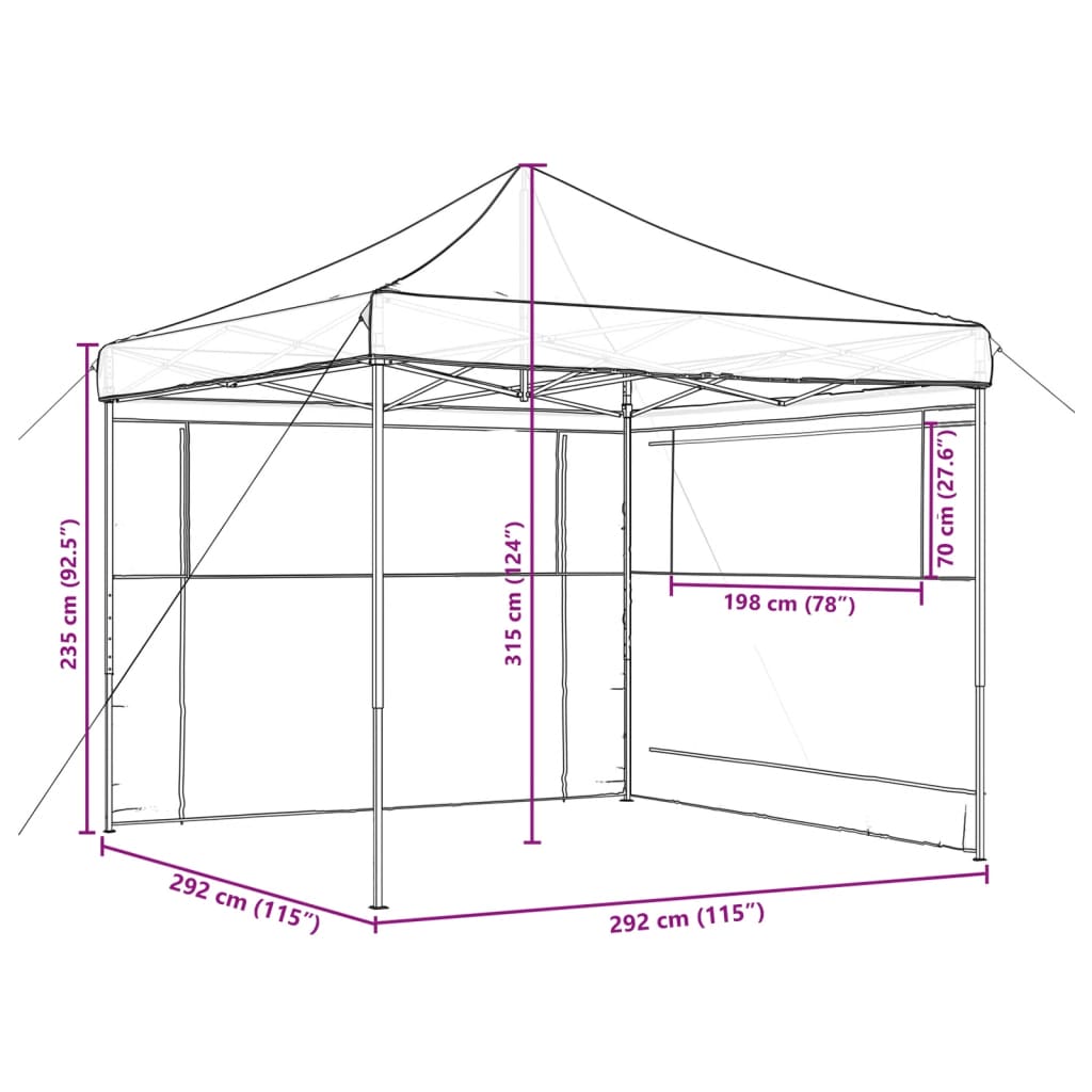 Tente de fête pop-up pliable avec 4 parois latérales