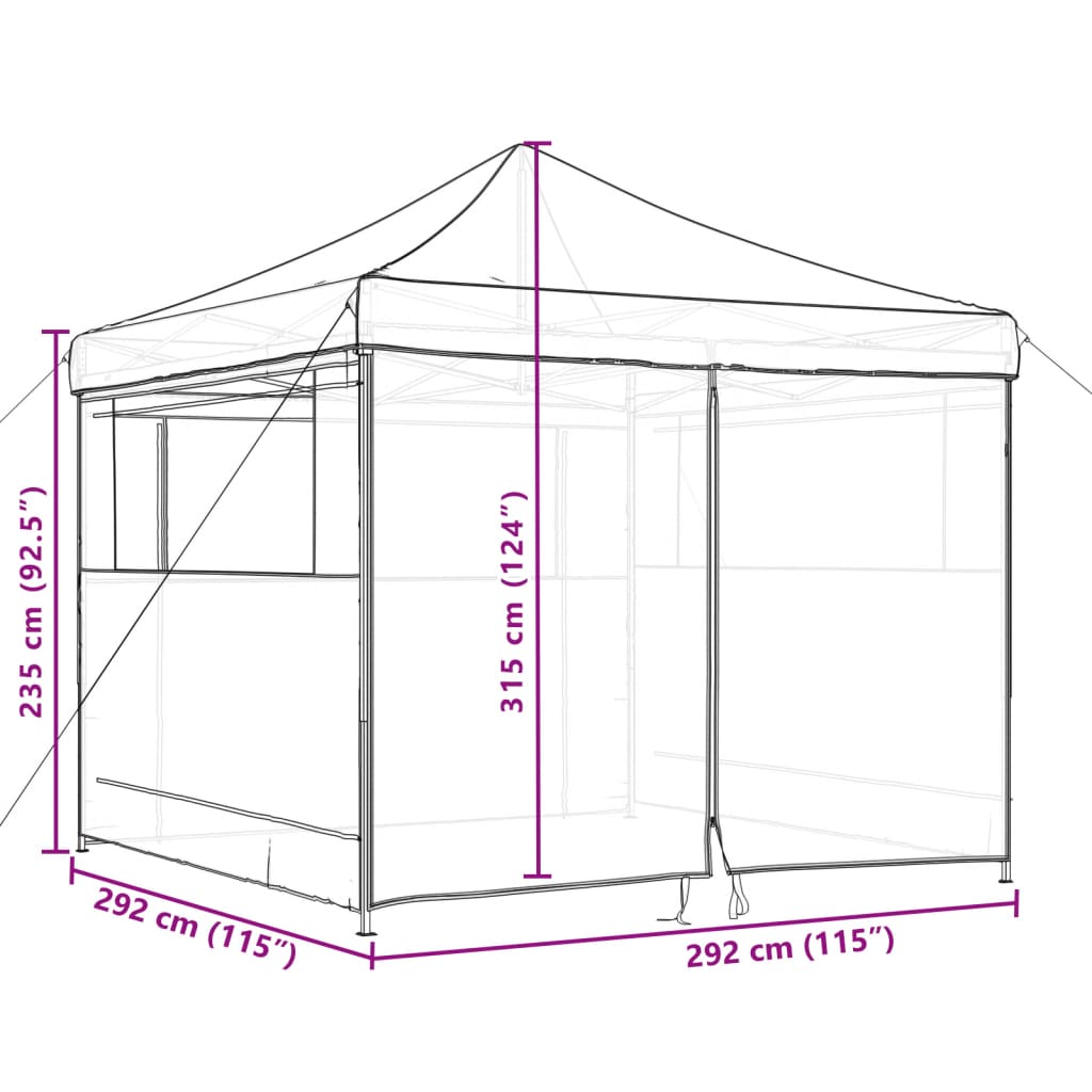 Partytent inklapbaar pop-up met 4 zijwanden