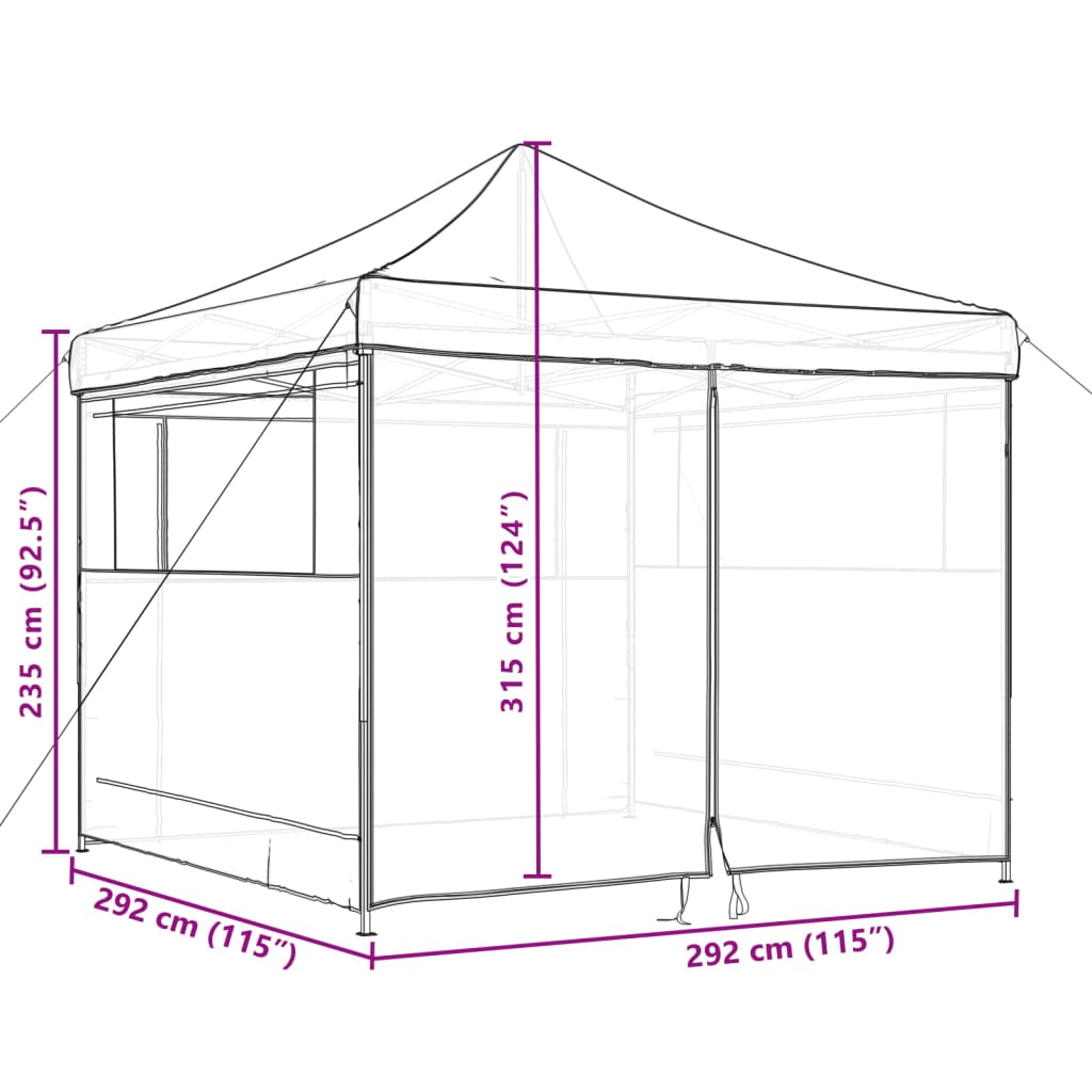 Partytent inklapbaar pop-up met 2 zijwanden