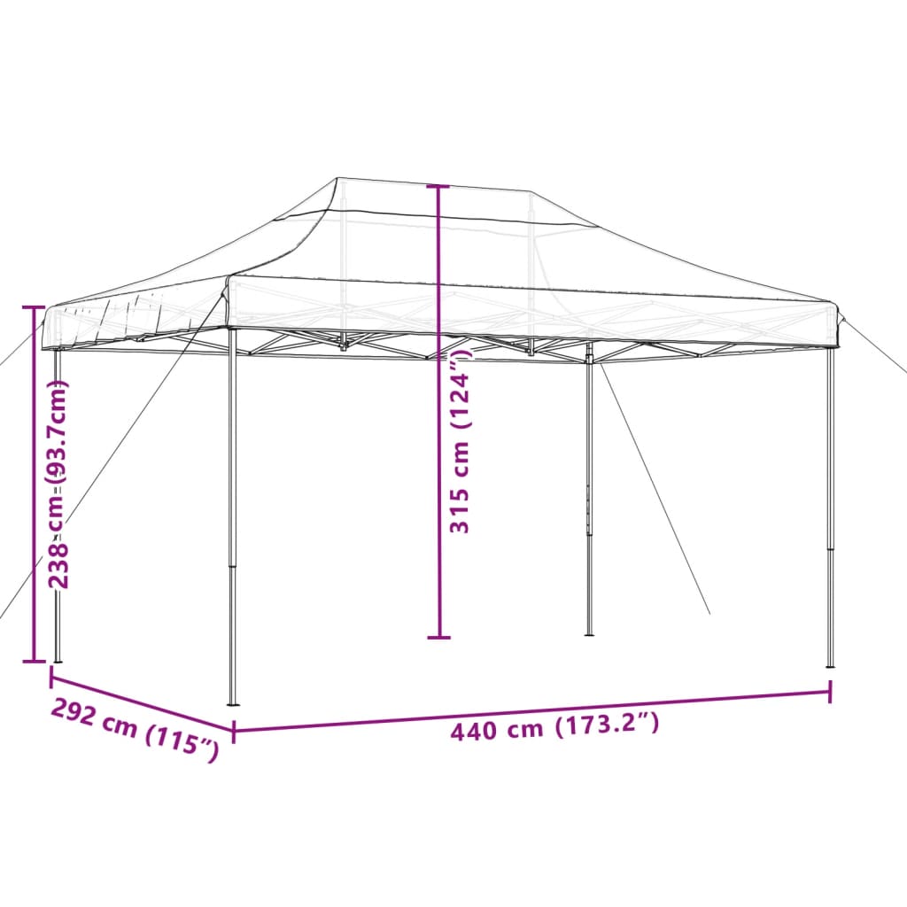 Tente de fête pop-up pliable avec 4 parois latérales