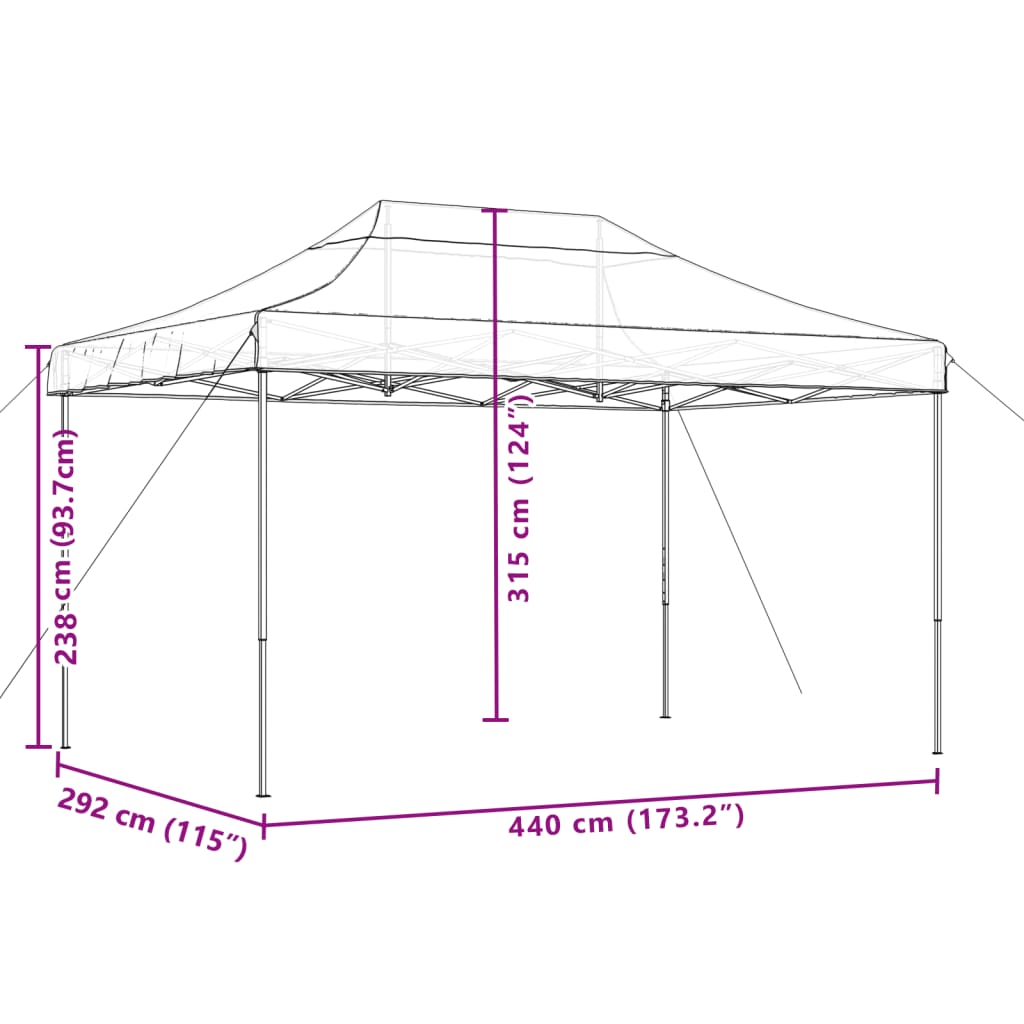 Tente de fête pop-up pliable avec 4 parois latérales