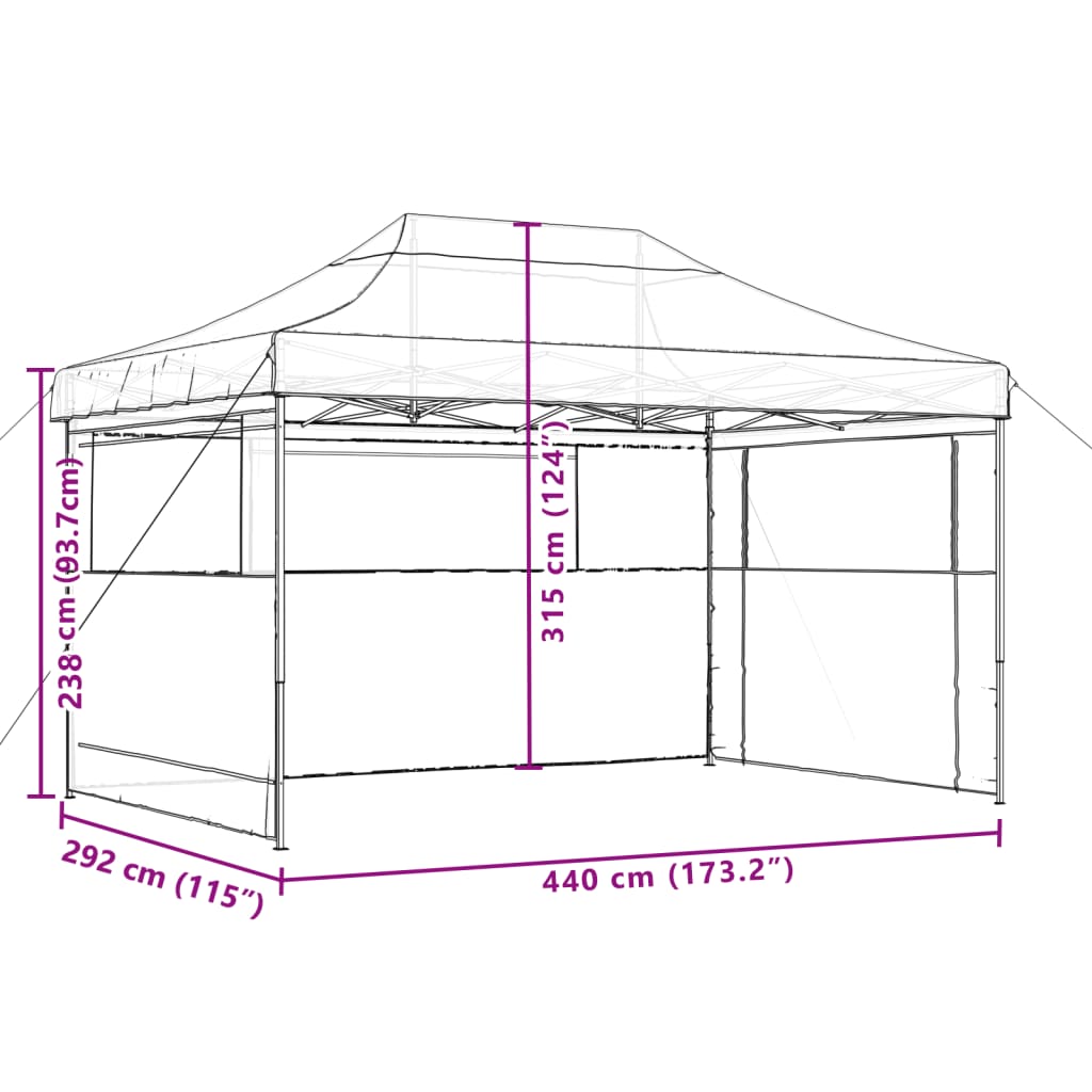 Tente de fête pop-up pliable avec 4 parois latérales