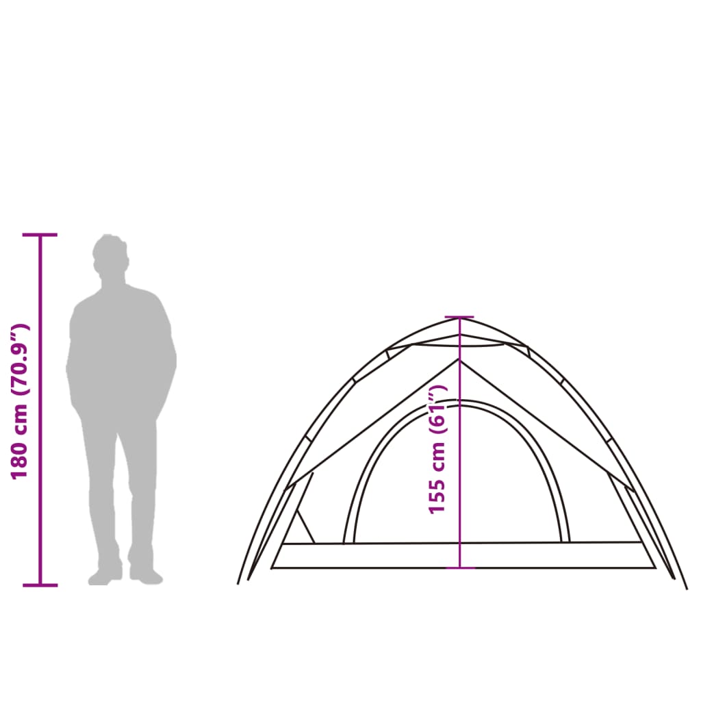 Koepeltent 3-persoons snelontgrendeling verduisterende stof wit