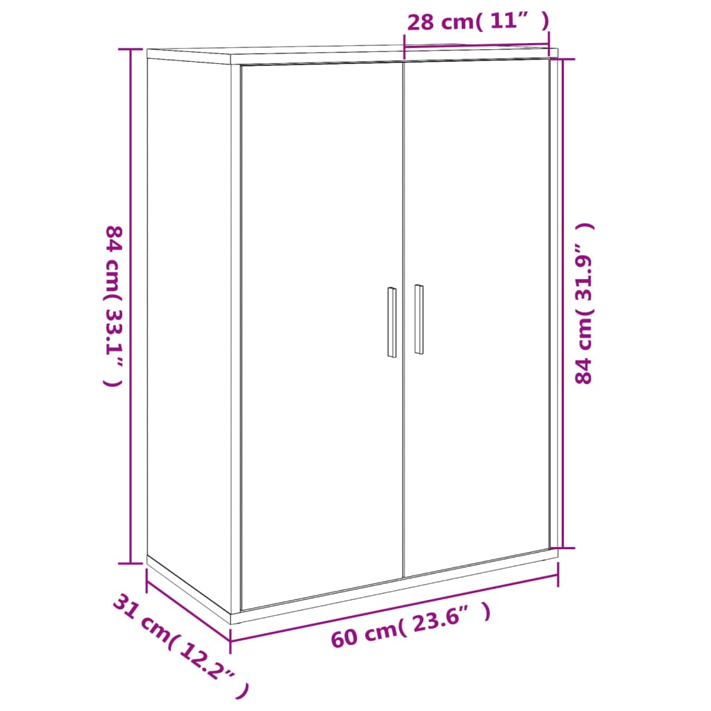 Dressoir 60x31x84 cm bewerkt hout eikenkleurig