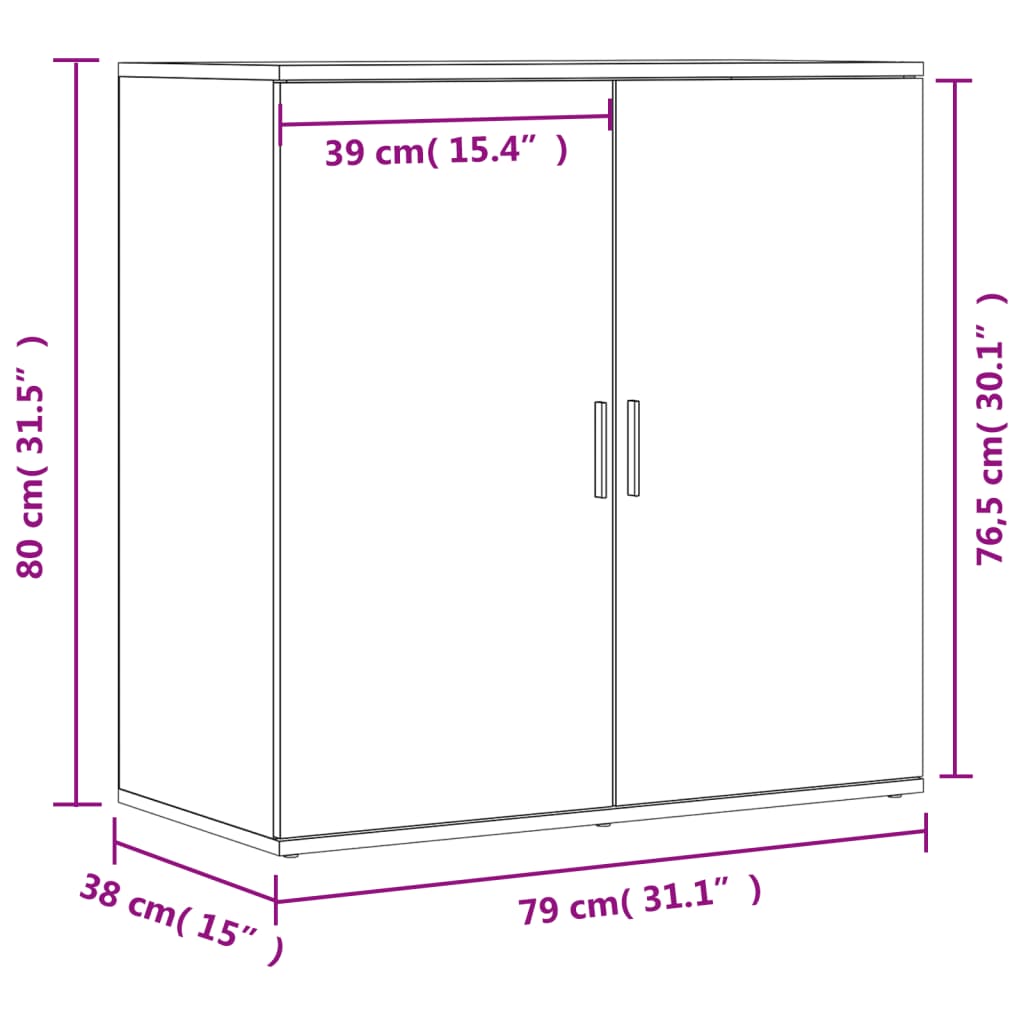 Dressoir 79x38x80 cm bewerkt hout