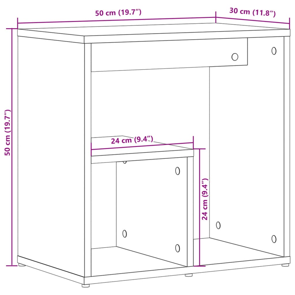 Bijzettafel 50x30x50 cm spaanplaat