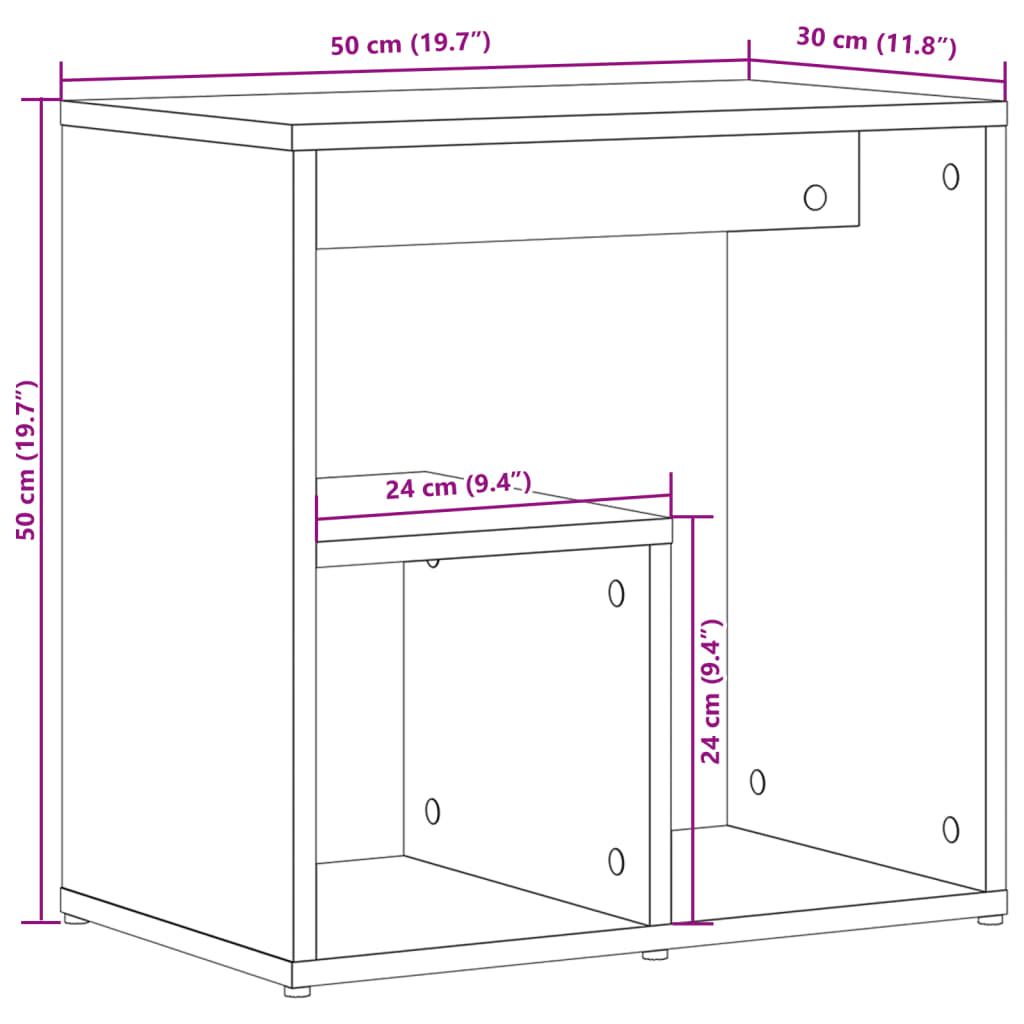 Table d'appoint 50x30x50 cm en aggloméré