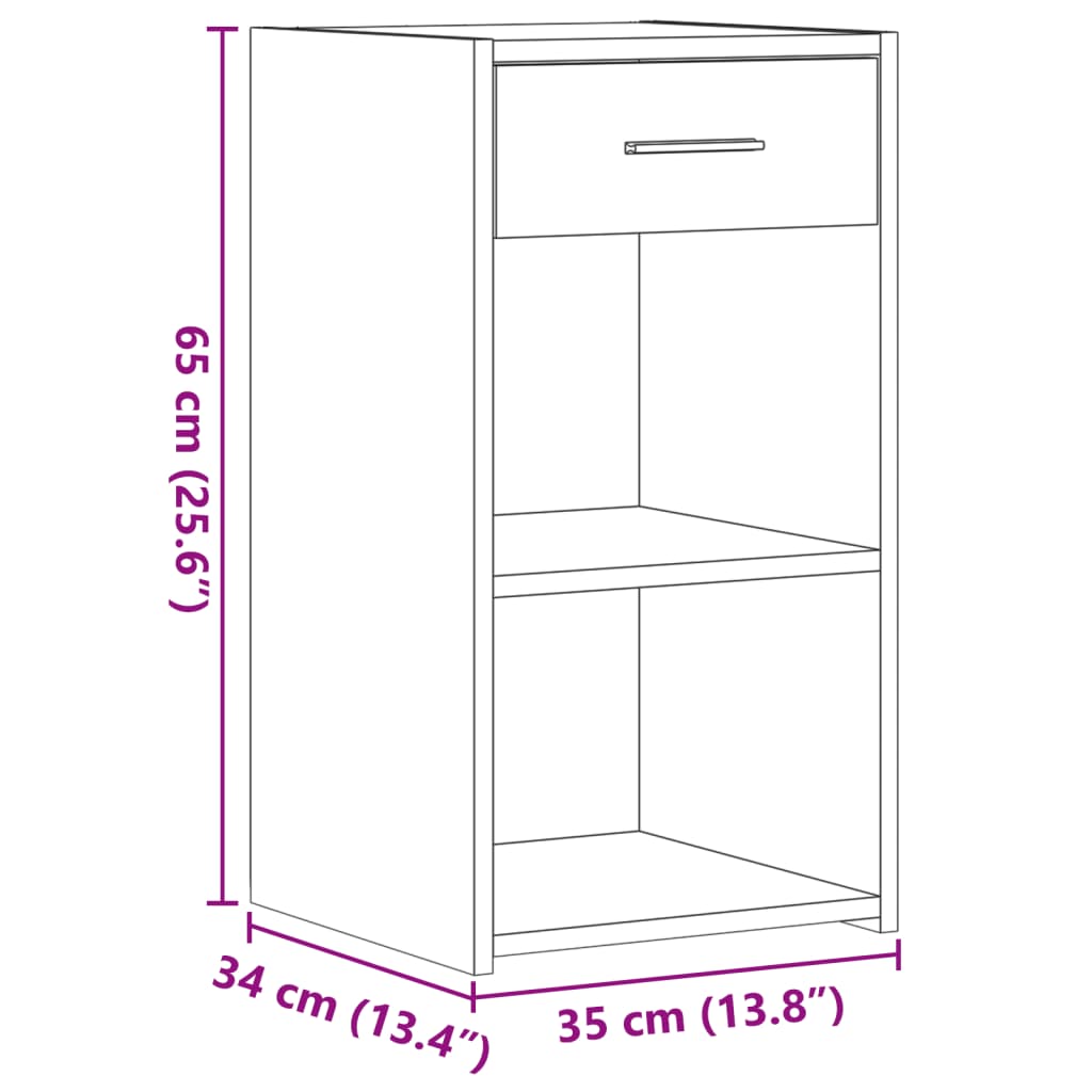 Table de chevet 35x34x65 cm en bois travaillé