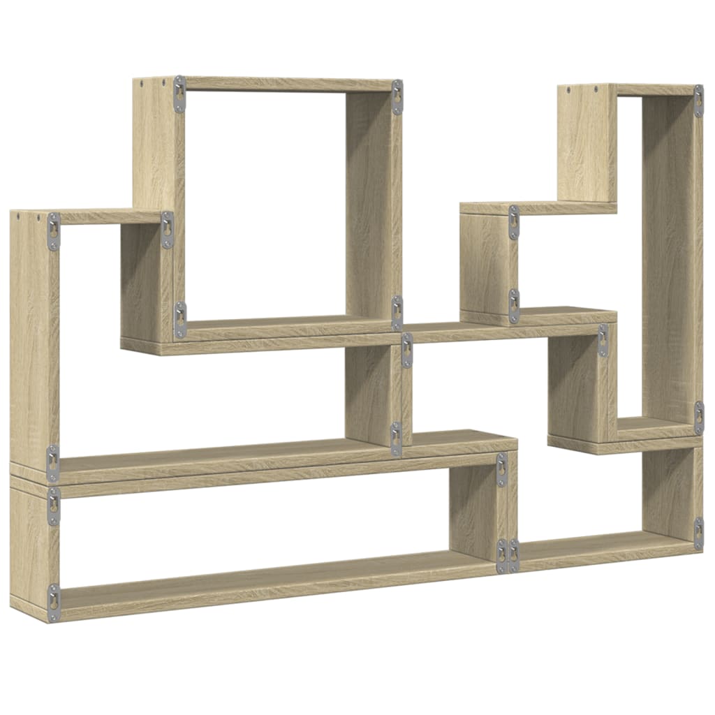 Wandschap 96x12x64 cm bewerkt hout eikenkleurig