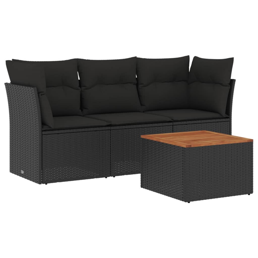 4-delige Loungeset met kussens poly rattan