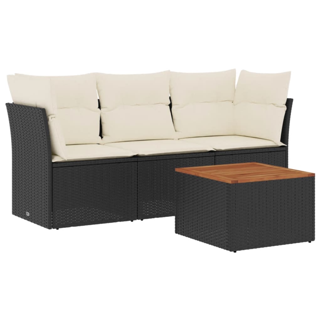 4-delige Loungeset met kussens poly rattan