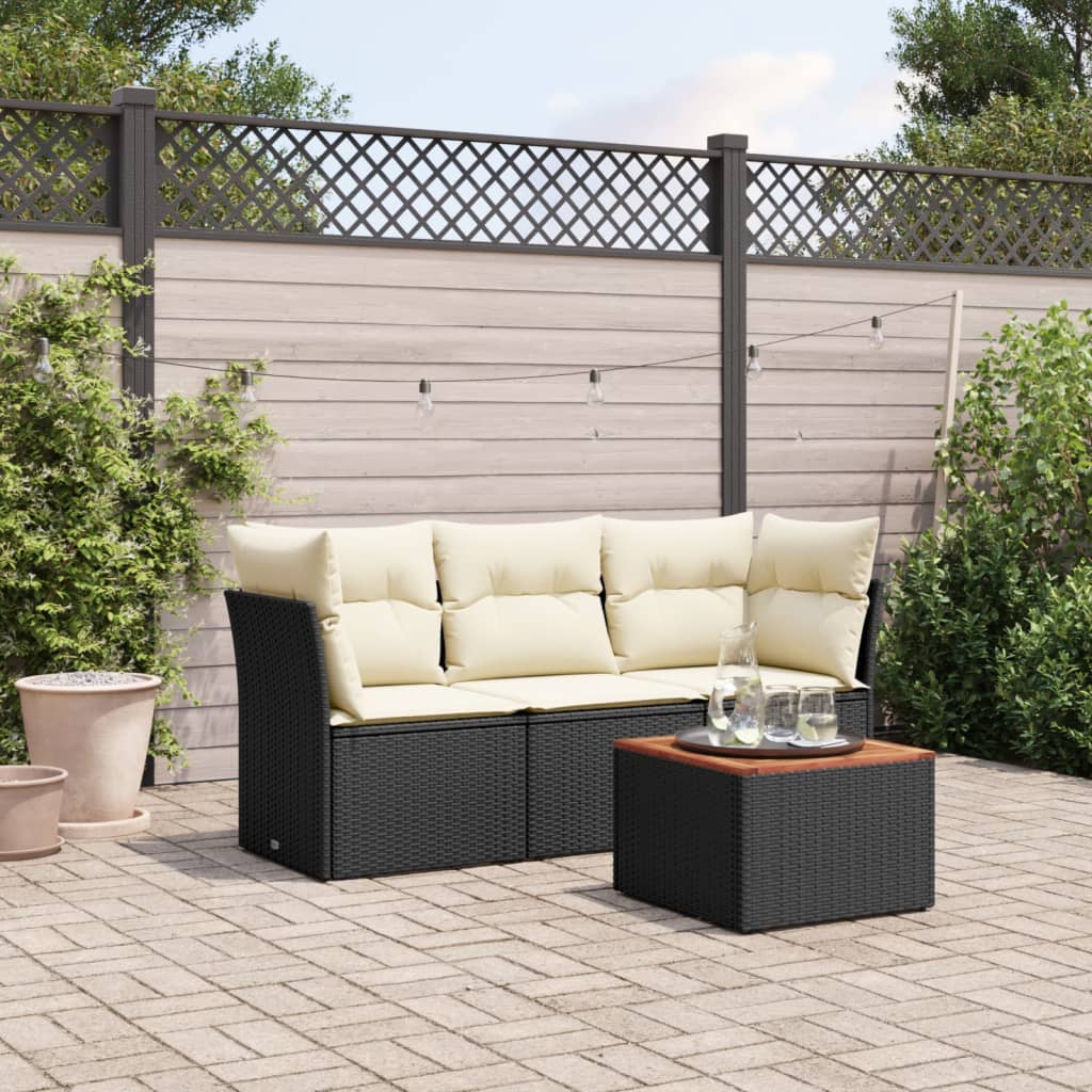 4-delige Loungeset met kussens poly rattan