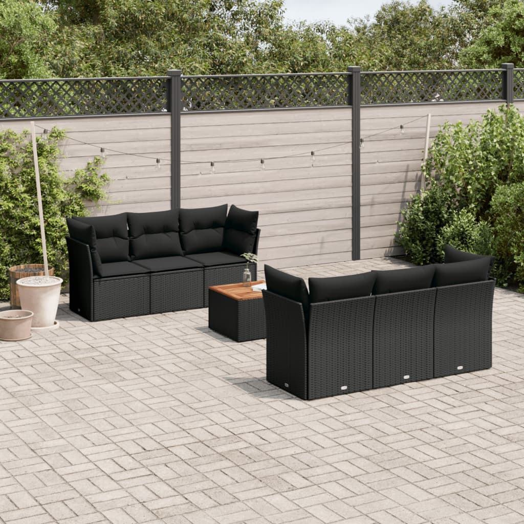 7-delige Loungeset met kussens poly rattan