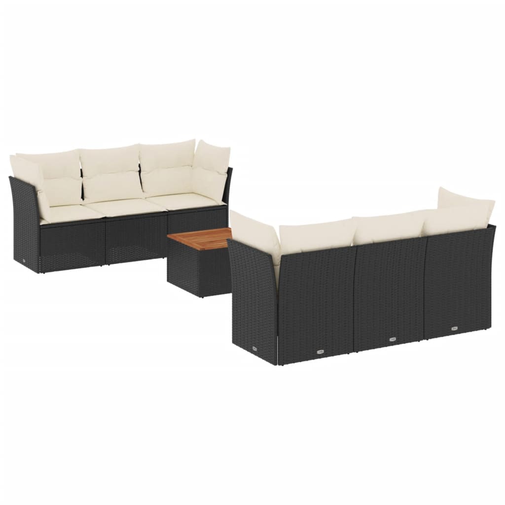 7-delige Loungeset met kussens poly rattan