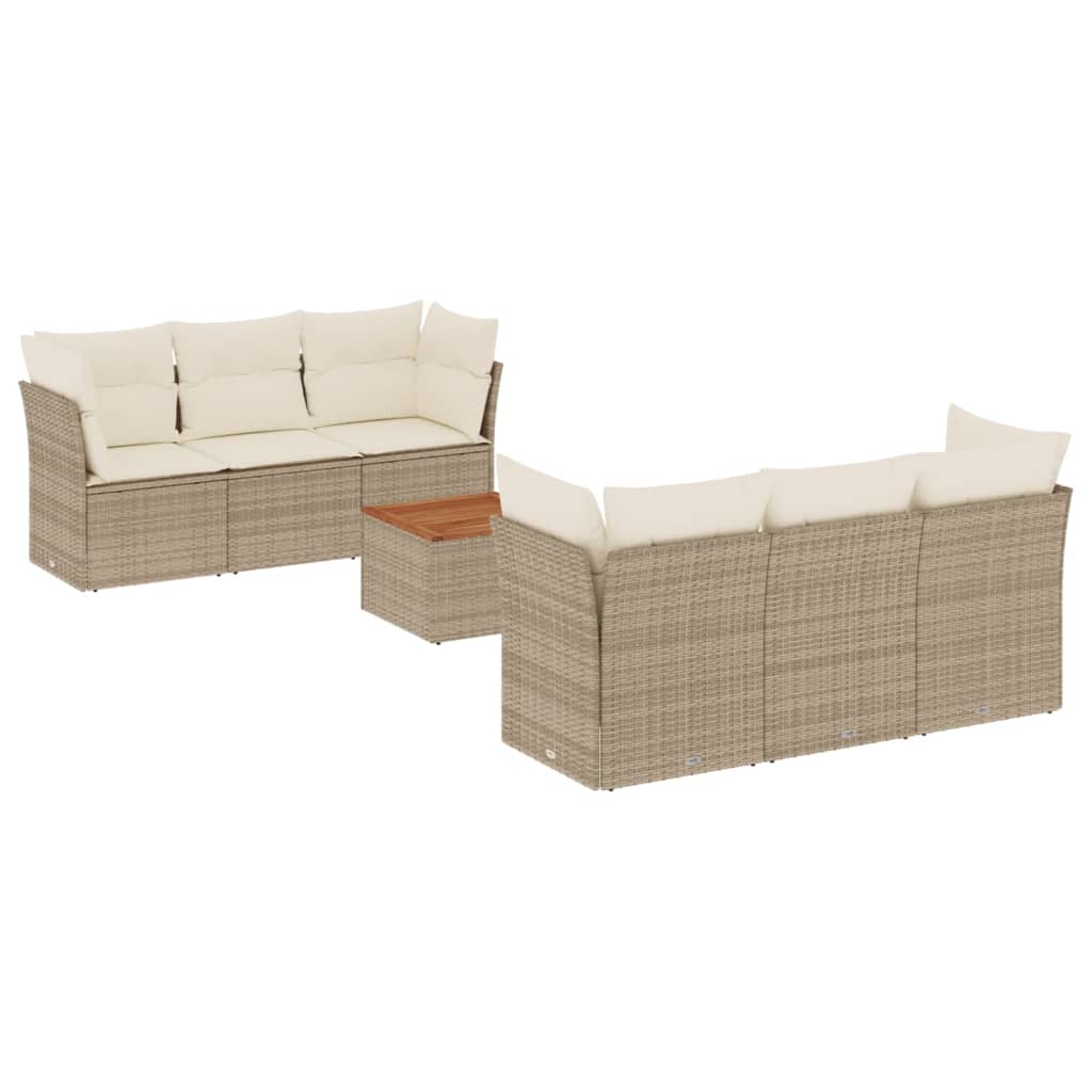 7-delige Loungeset met kussens poly rattan