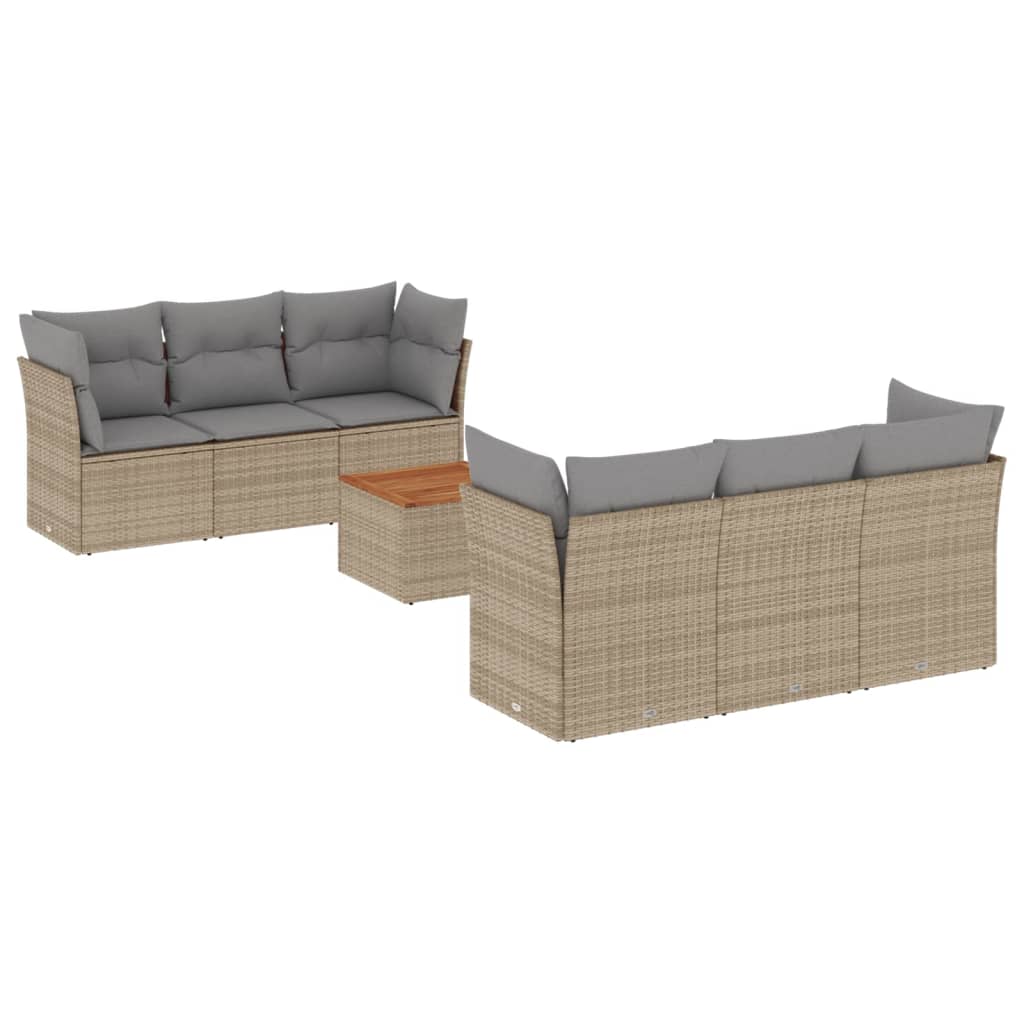 7-delige Loungeset met kussens poly rattan