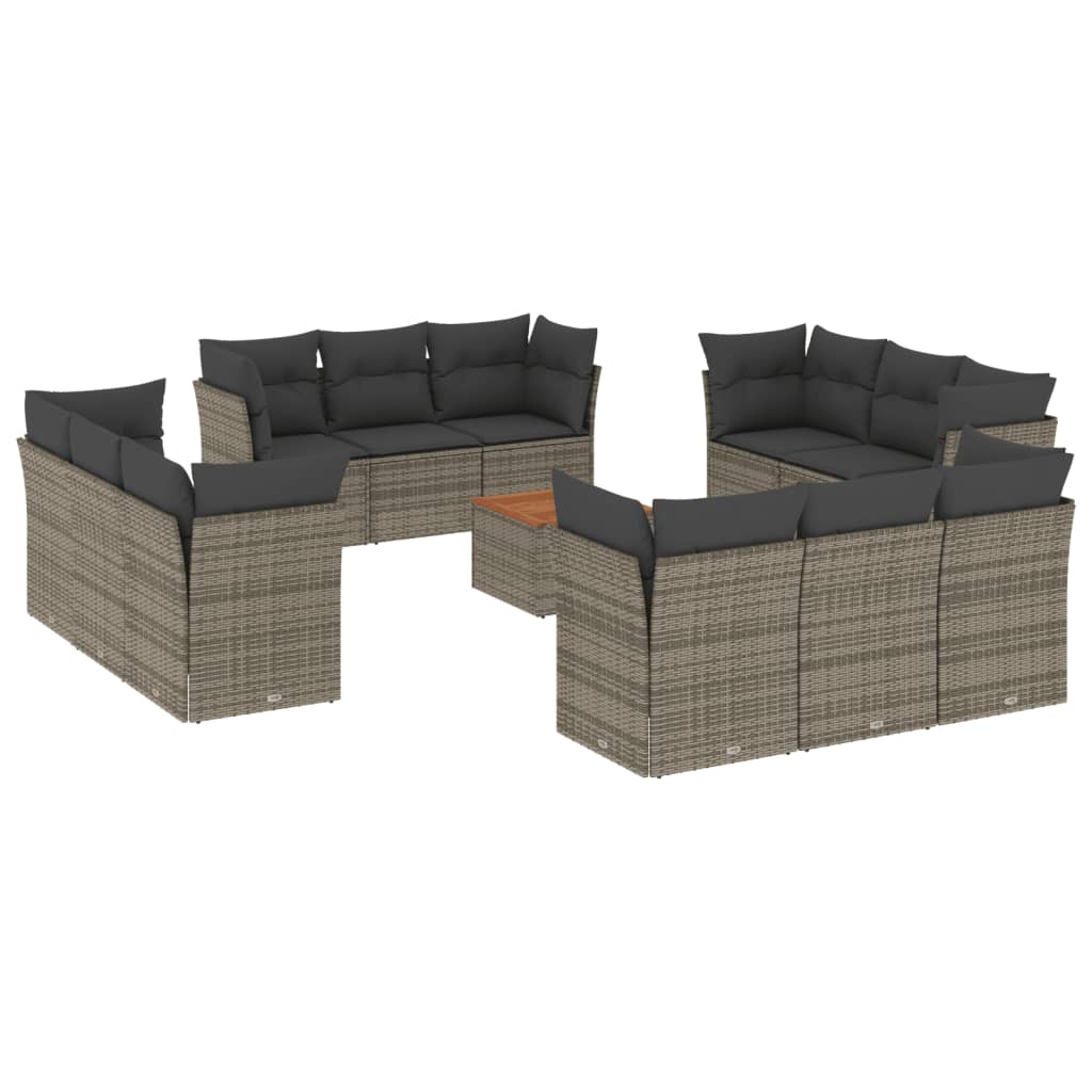 13-delige Loungeset met kussens poly rattan beige