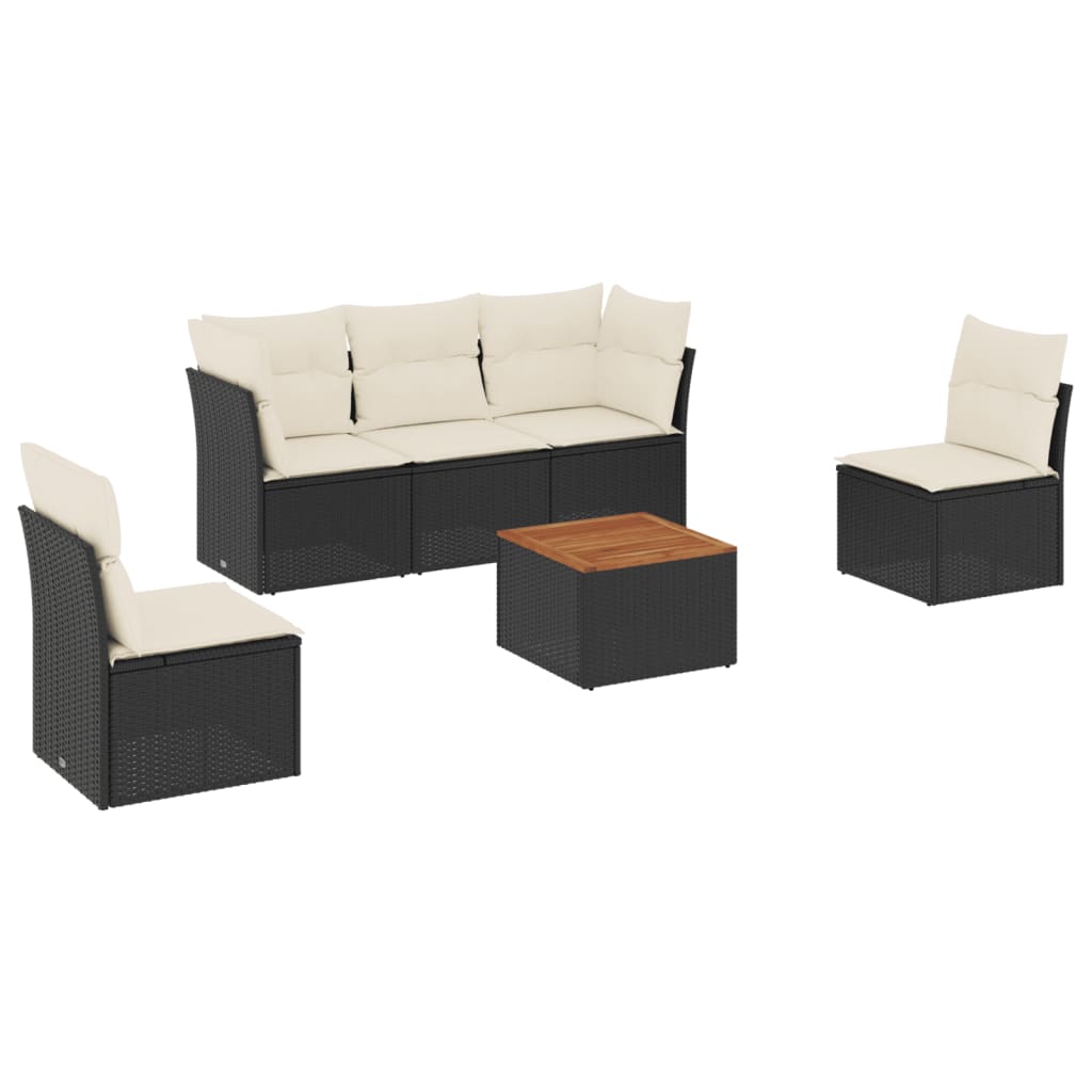 6-delige Loungeset met kussens poly rattan