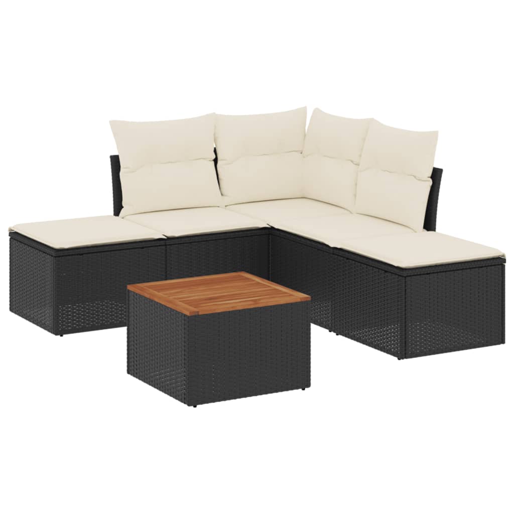 6-delige Loungeset met kussens poly rattan