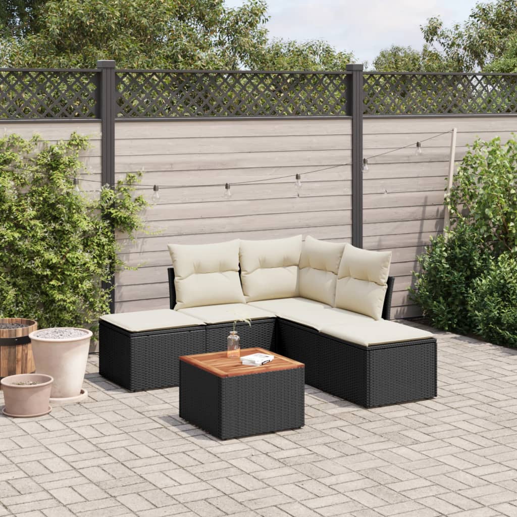 6-delige Loungeset met kussens poly rattan