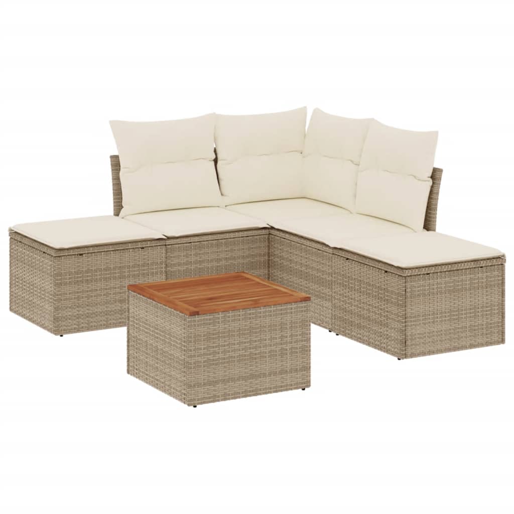 6-delige Loungeset met kussens poly rattan