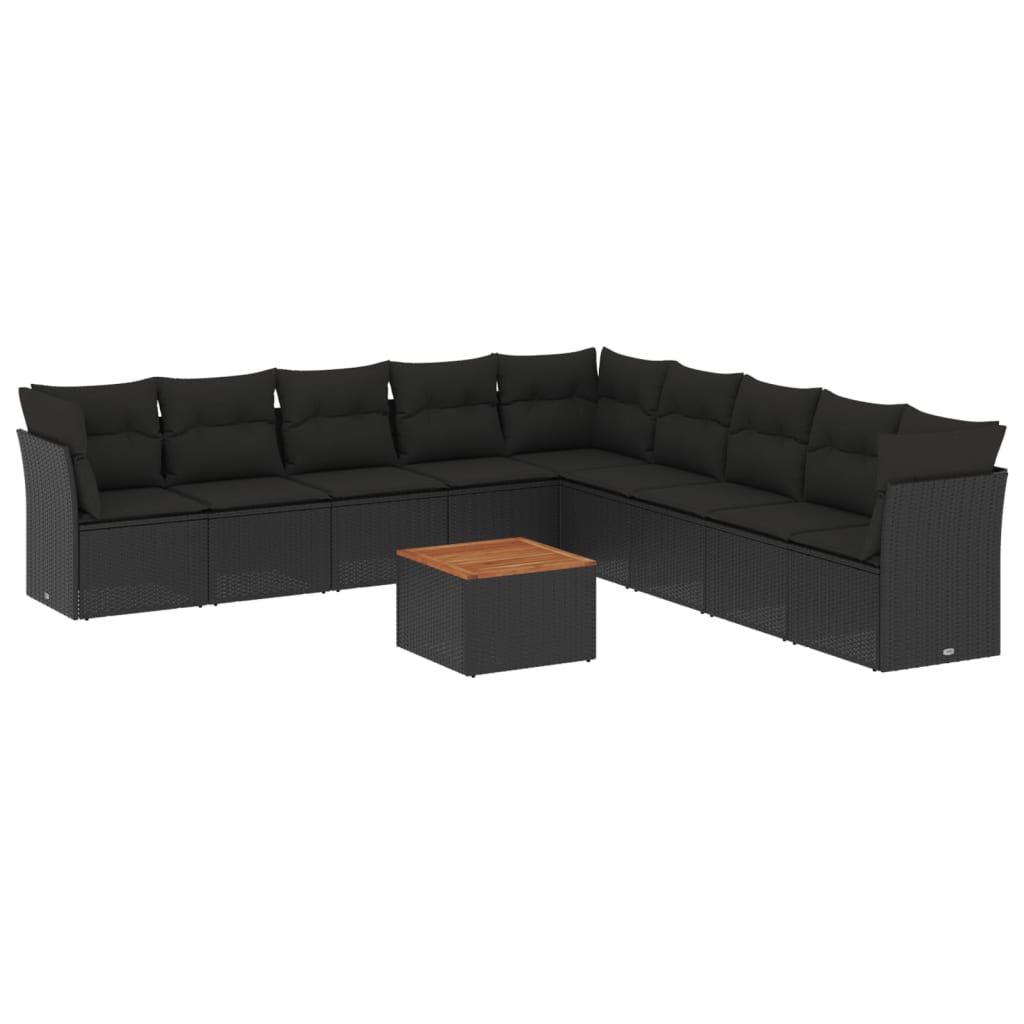 10-delige Loungeset met kussens poly rattan