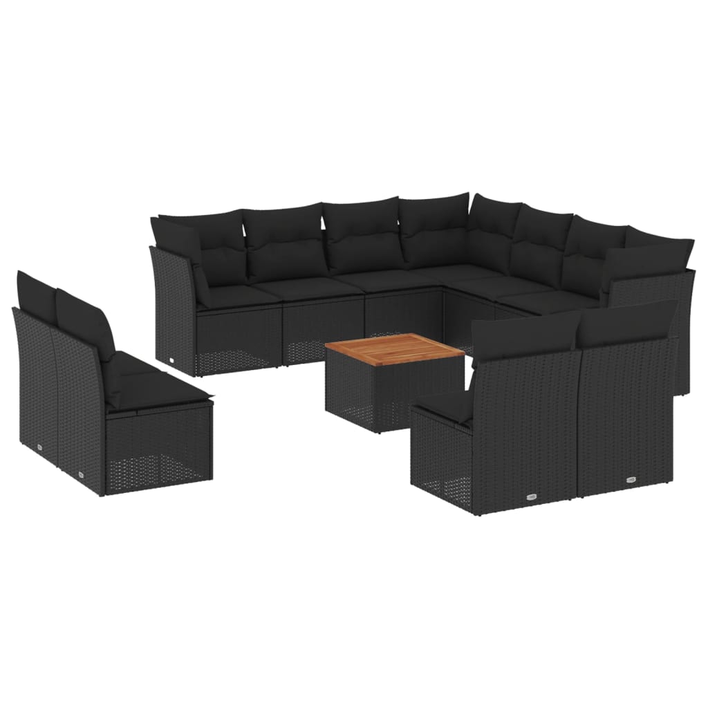 12-delige Loungeset met kussens poly rattan