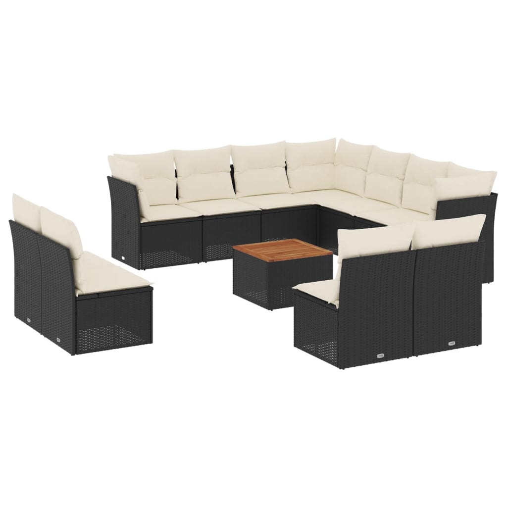 12-delige Loungeset met kussens poly rattan