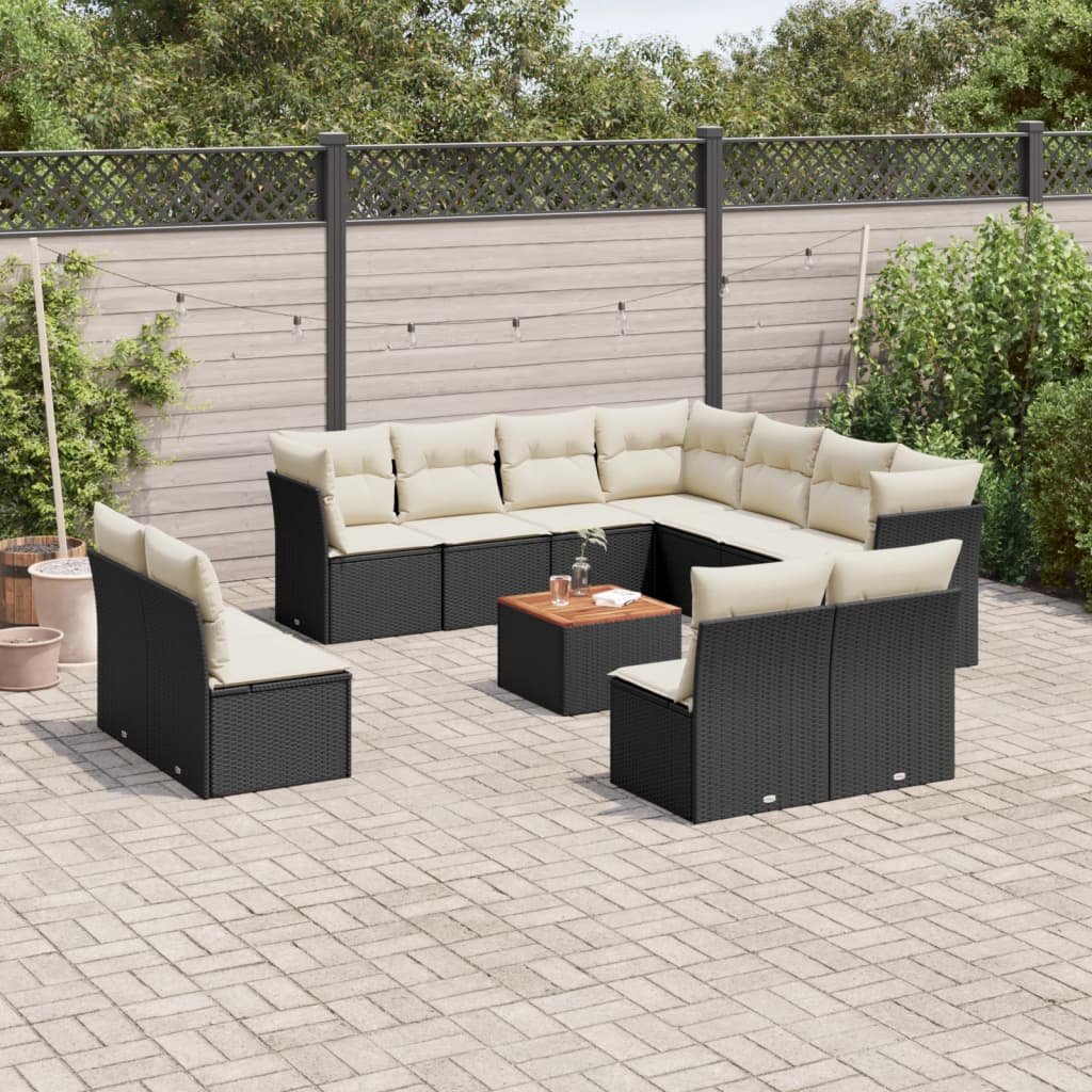 12-delige Loungeset met kussens poly rattan