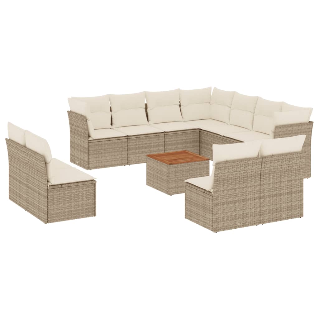 12-delige Loungeset met kussens poly rattan