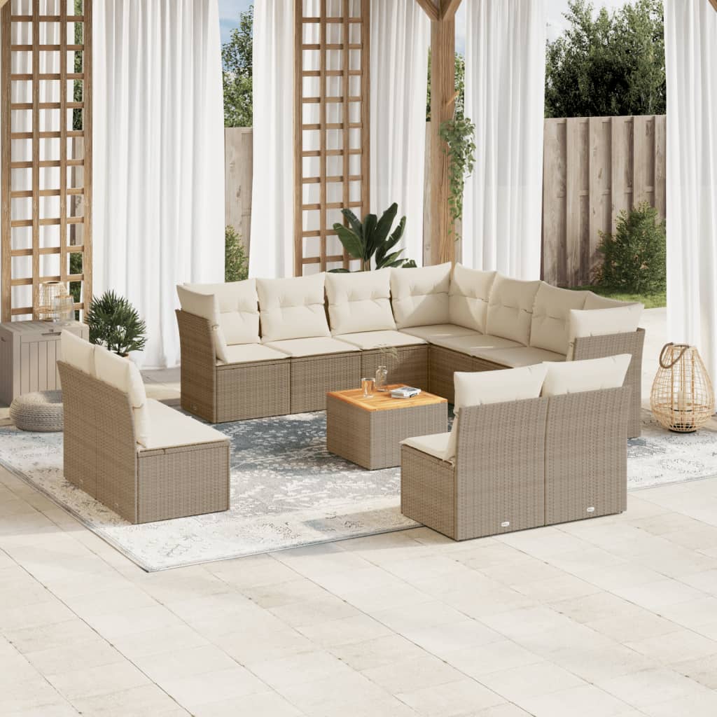 12-delige Loungeset met kussens poly rattan