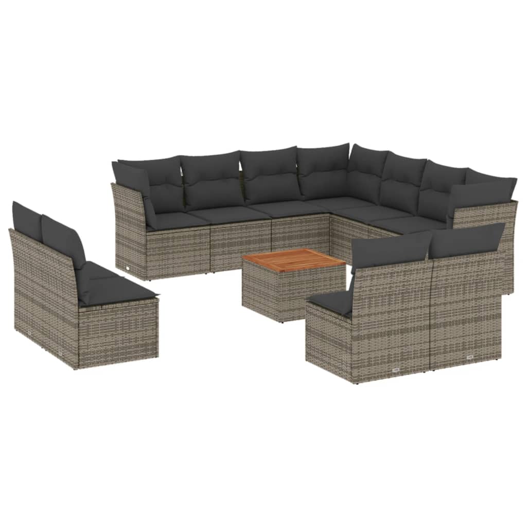 12-delige Loungeset met kussens poly rattan