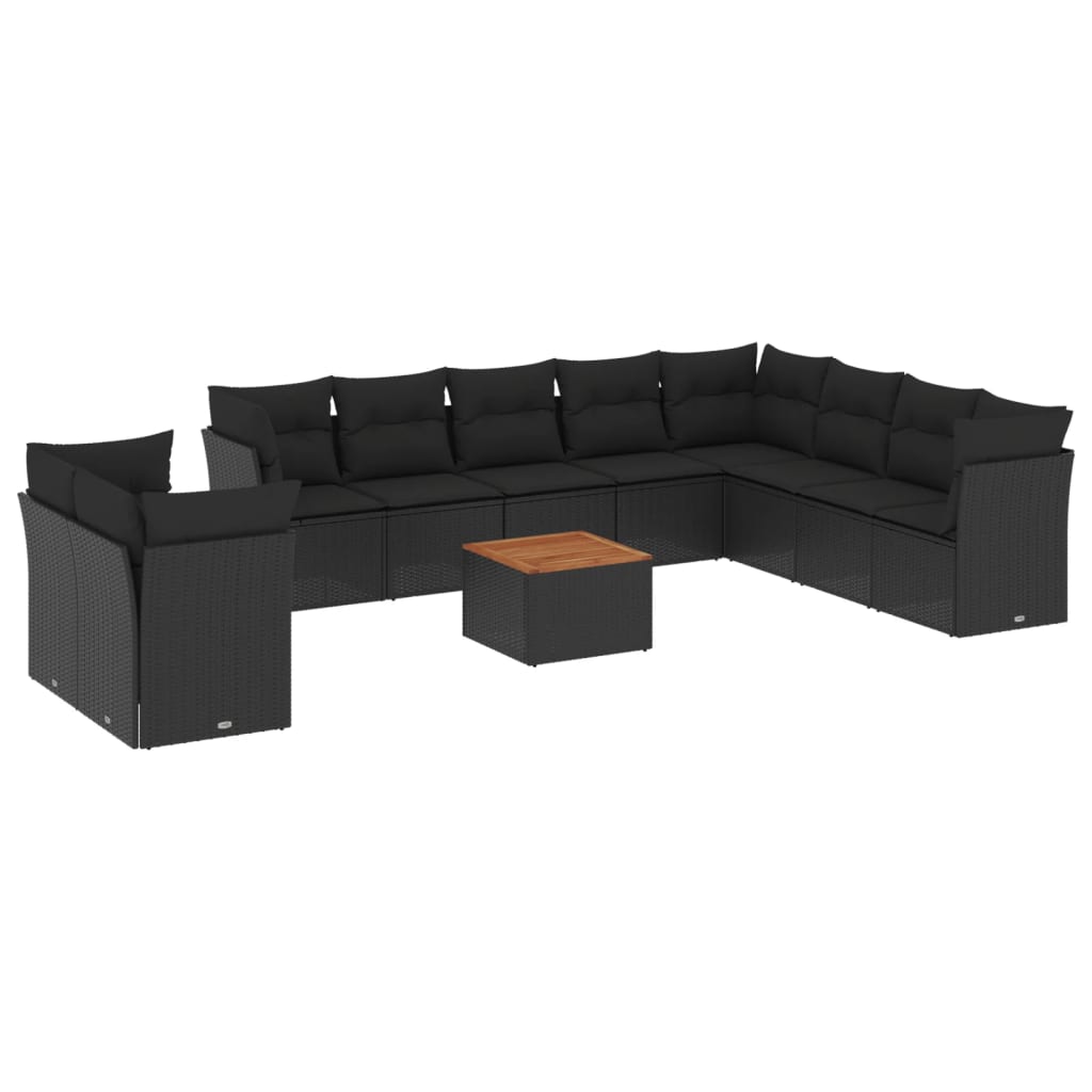 11-delige Loungeset met kussens poly rattan