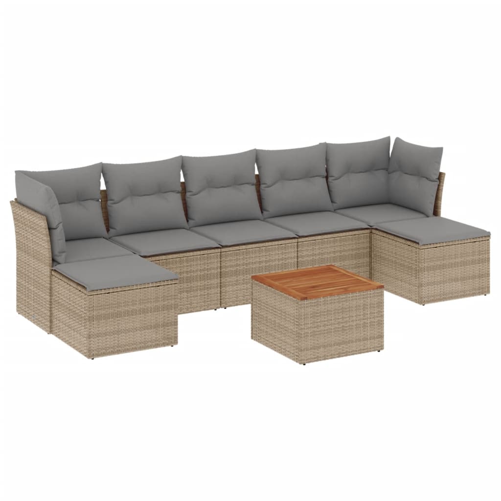 8-delige Loungeset met kussens poly rattan