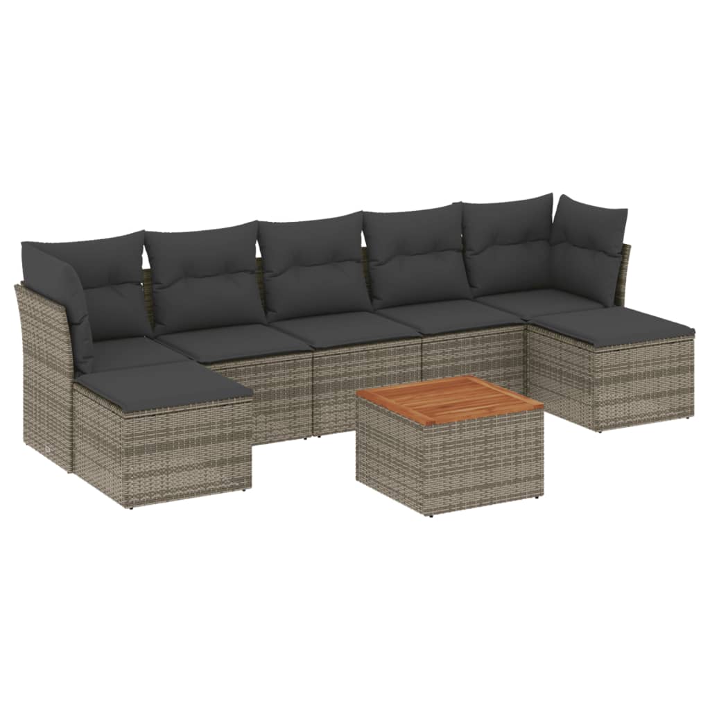 8-delige Loungeset met kussens poly rattan