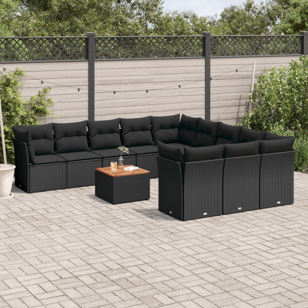 12-delige Loungeset met kussens poly rattan